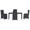 vidaXL Garden Dining Set with Cushion 5 pcs Black Poly Rattan