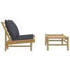vidaXL 2 Piece Garden Lounge Set with Dark Grey Cushions Bamboo