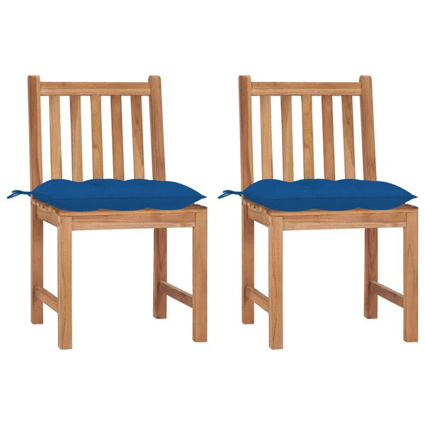 vidaXL Garden Chairs 2 pcs with Cushions Solid Teak Wood