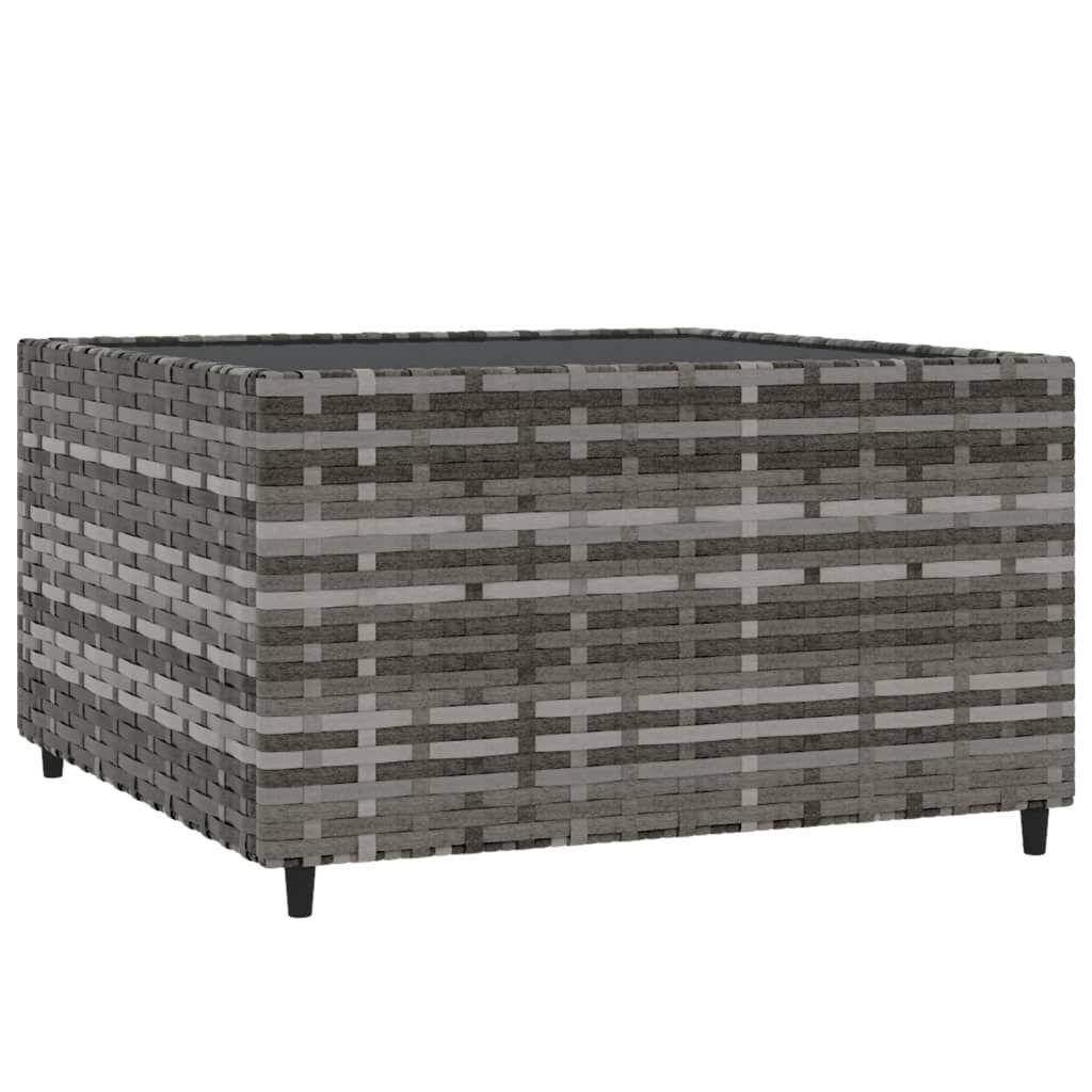vidaXL Square Garden Coffee Table Grey 50x50x30 cm Poly Rattan