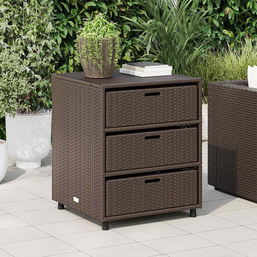 vidaXL Garden Storage Cabinet Brown 55x59x69 cm Poly Rattan