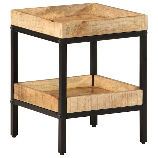 vidaXL Side Table with Shelf Brown 35 x 35 x 45 cm Solid Mango Wood
