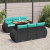 vidaXL 7 Piece Garden Sofa Set with Cushions Black Poly Rattan