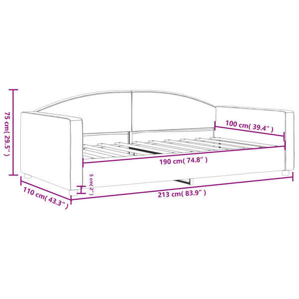 vidaXL Day Bed without Mattress Dark Grey 100x190 cm Fabric