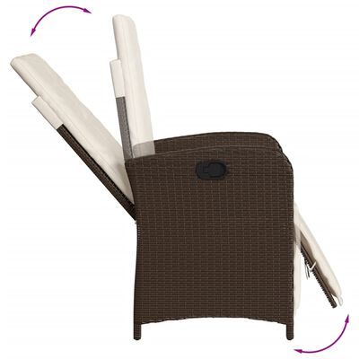 vidaXL Reclining Garden Chair with Footrest Brown Poly Rattan