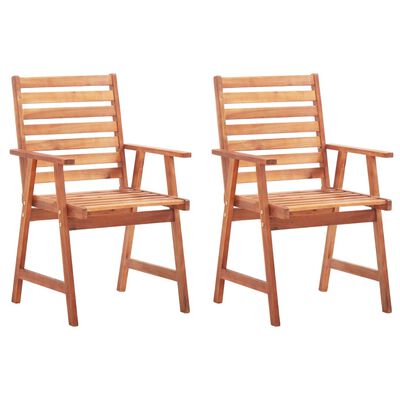 vidaXL Outdoor Dining Chairs 2 pcs with Cushions Solid Acacia Wood