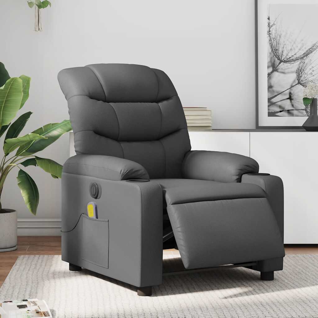 vidaXL Electric Massage Recliner Chair Grey Faux Leather