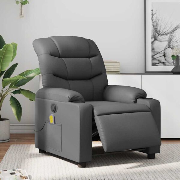 vidaXL Electric Massage Recliner Chair Grey Faux Leather