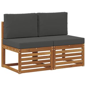vidaXL 2 Piece Outdoor Middle Sofa Solid Acacia Wood Natural