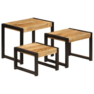 vidaXL Nesting Tables 3 pcs Solid Mango Wood