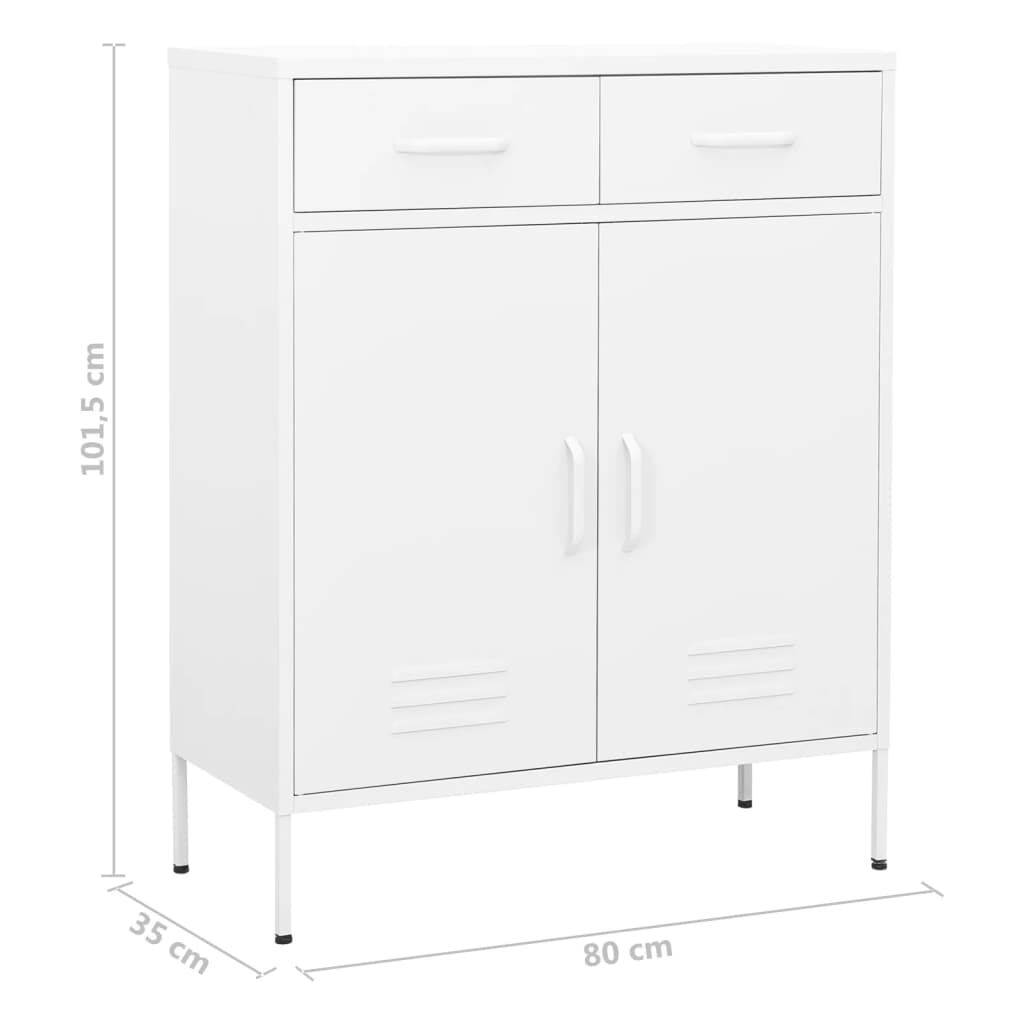 vidaXL Storage Cabinet White 80x35x101.5 cm Steel
