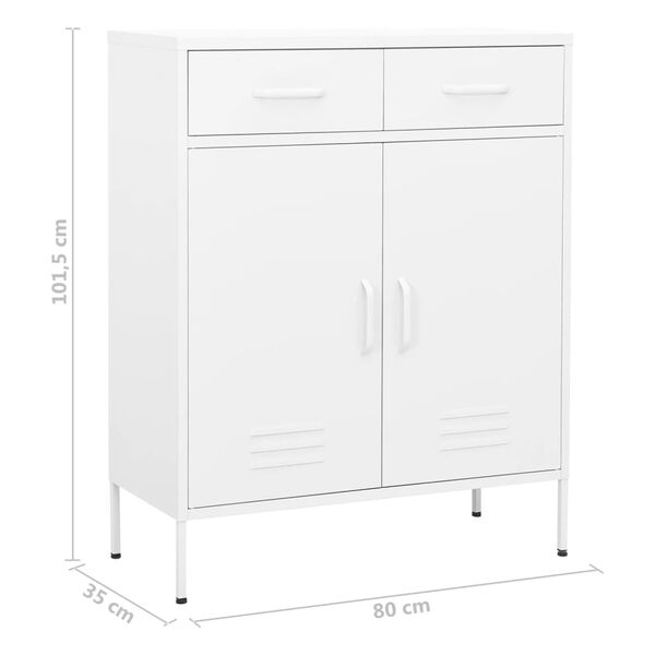 vidaXL Storage Cabinet White 80x35x101.5 cm Steel