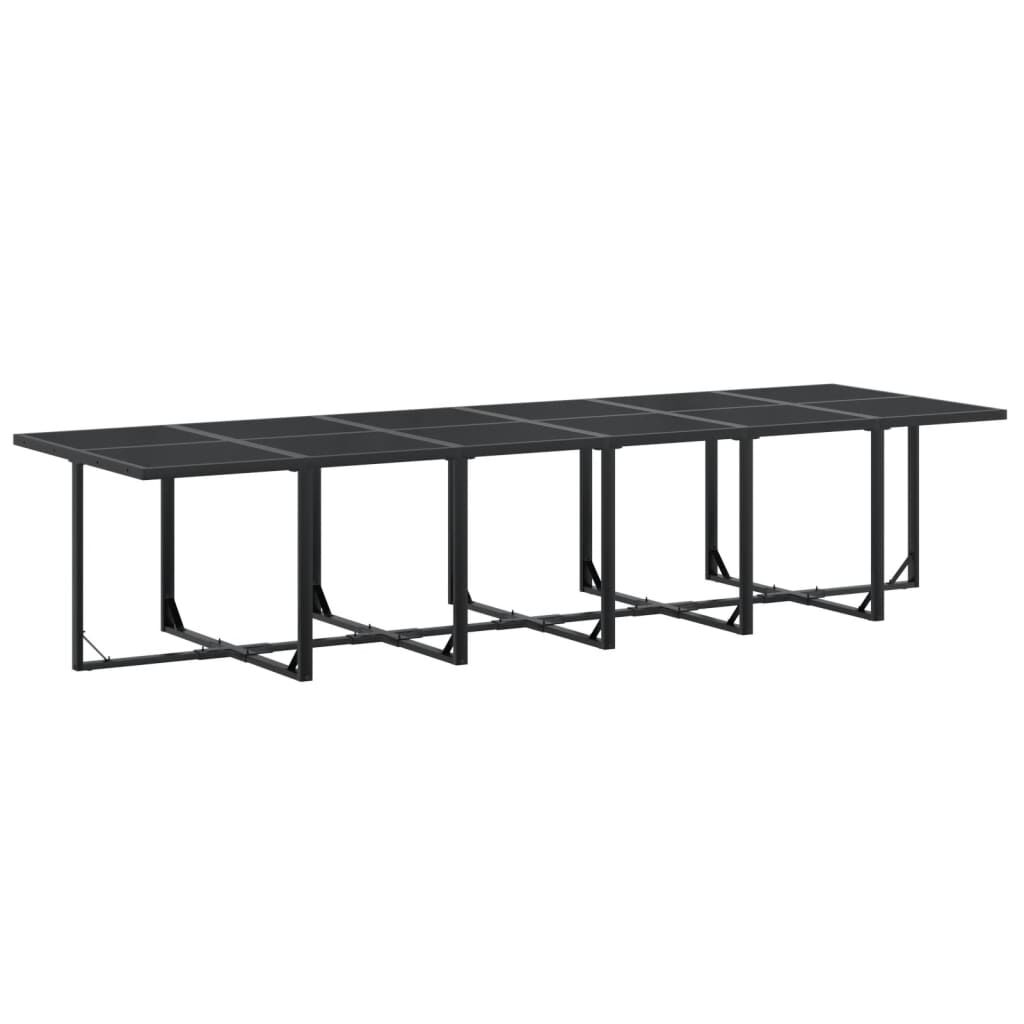 vidaXL 17 Piece Garden Dining Set Black Textilene