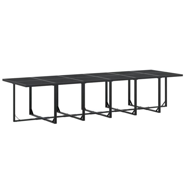 vidaXL 17 Piece Garden Dining Set Black Textilene