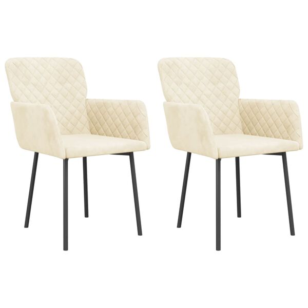 vidaXL Dining Chairs 2 pcs Cream Velvet