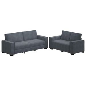 vidaXL 2 Piece Sofa Set with Cushions Dark Grey Velvet