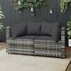 vidaXL Garden Corner Sofas with Cushions 2 pcs Grey Poly Rattan