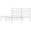 vidaXL Metal Bed Frame without Mattress with Headboard White 150x200cm