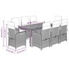 vidaXL 9 Piece Garden Dining Set with Cushions Grey Poly Rattan