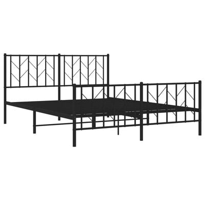 vidaXL Metal Bed Frame without Mattress with Footboard Black 150x200 cm King Size