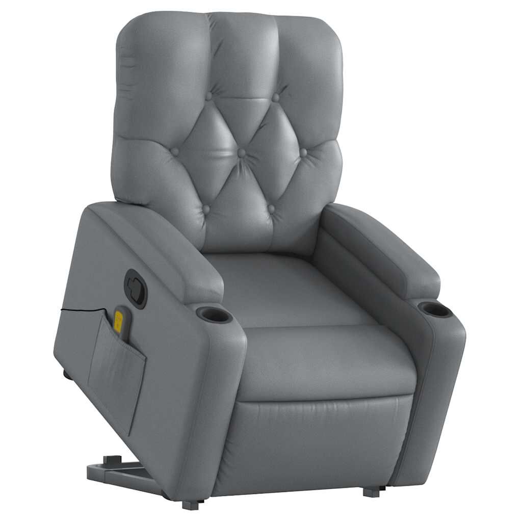 vidaXL Stand up Massage Recliner Chair Grey Faux Leather
