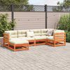 vidaXL 6 Piece Garden Sofa Set with Cushions Wax Brown Solid Wood Pine