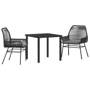 vidaXL Garden Dining Set with Cushion 5 pcs Black Poly Rattan