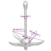 vidaXL Folding Anchor with Rope Silver 4 kg Hot Dip Galvanized Cast Iron