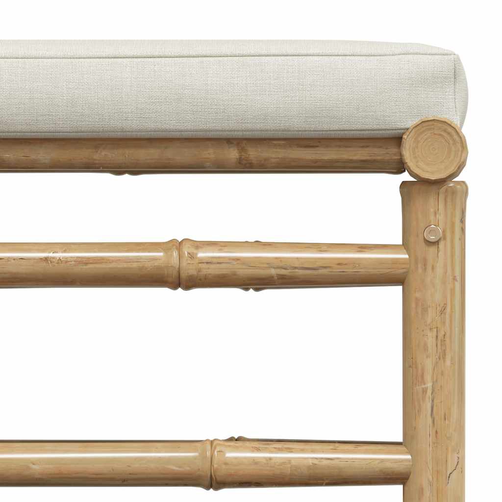 vidaXL Garden Footrest with Cream White Cushion Bamboo