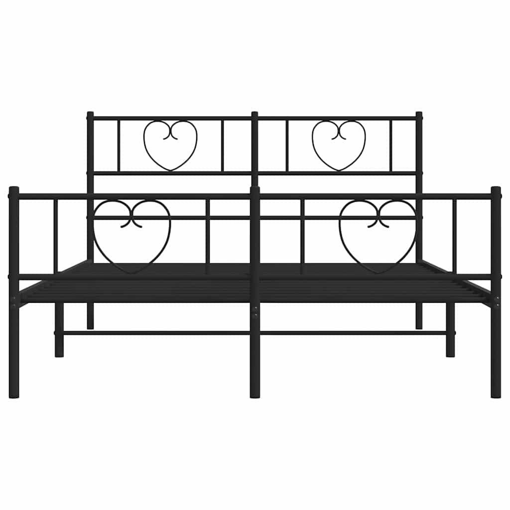 vidaXL Metal Bed Frame without Mattress with Footboard Black 150x200cm