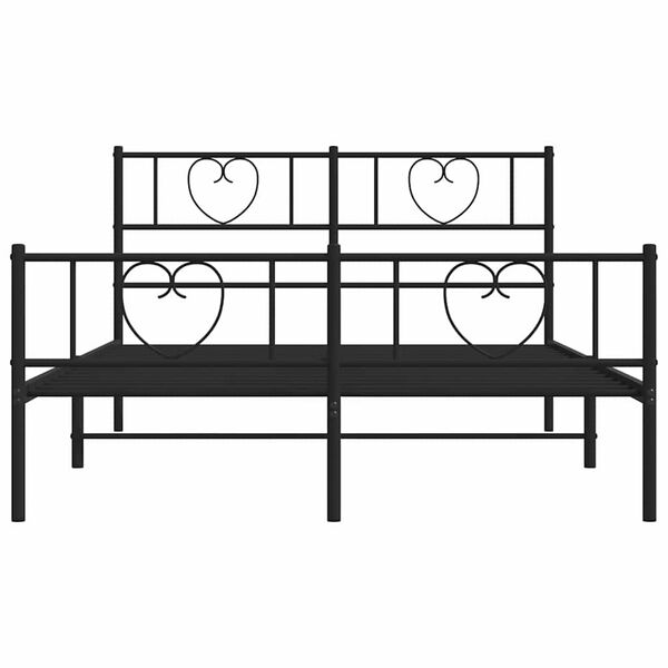 vidaXL Metal Bed Frame without Mattress with Footboard Black 150x200cm