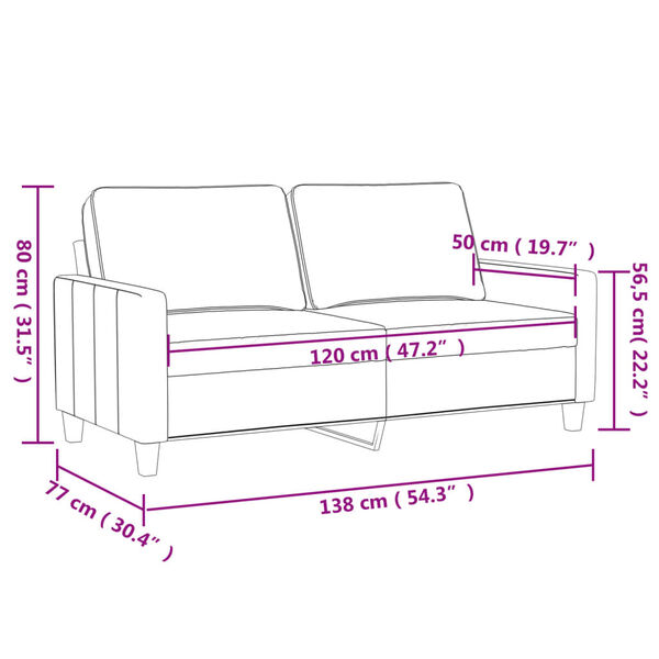 vidaXL 2-Seater Sofa Light Grey 120 cm Velvet