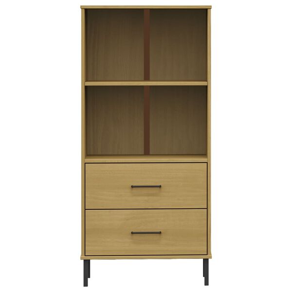 vidaXL Bookcase with 2 Drawers Brown 60x35x128.5 cm Solid Wood OSLO