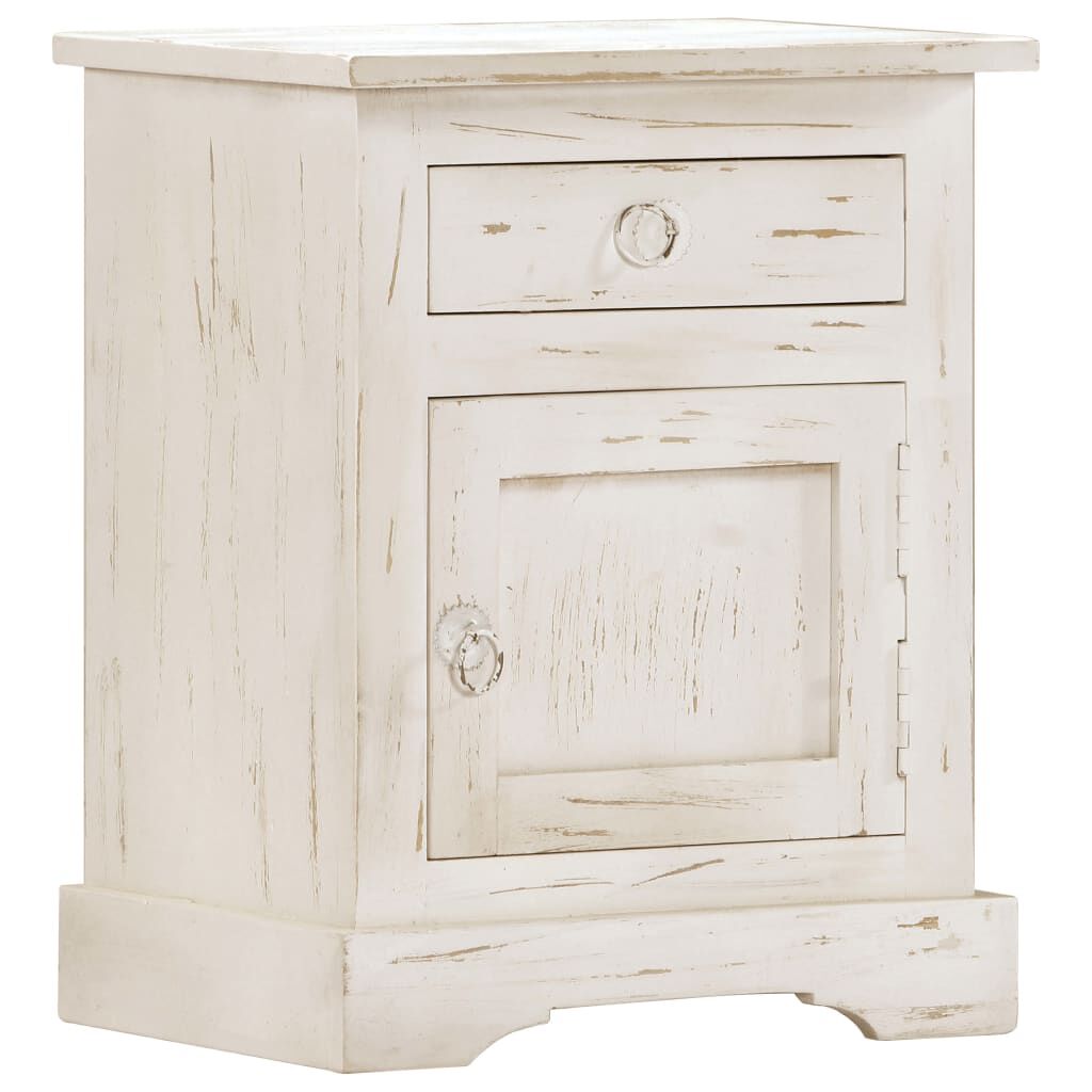 vidaXL Bedside Cabinet White 40x30x50 cm Solid Mango Wood