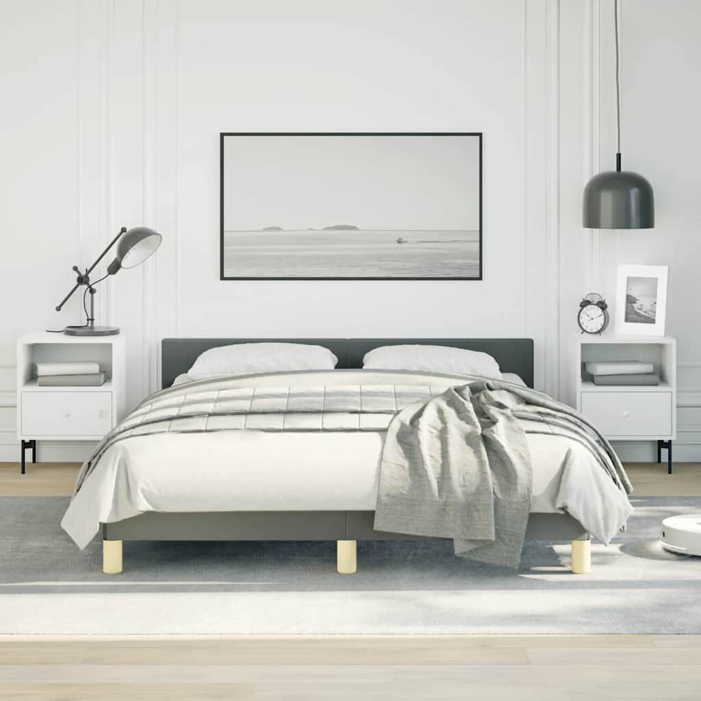 vidaXL Bed Frame without Mattress Dark Grey Queen Fabric