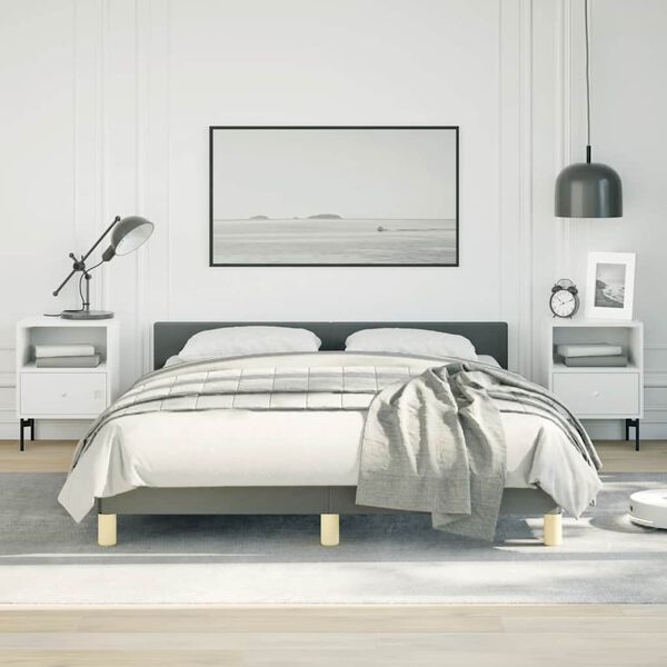 vidaXL Bed Frame without Mattress Dark Grey Queen Fabric