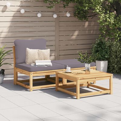 vidaXL 3 Piece Garden Lounge Set with Cushions Solid Wood Acacia