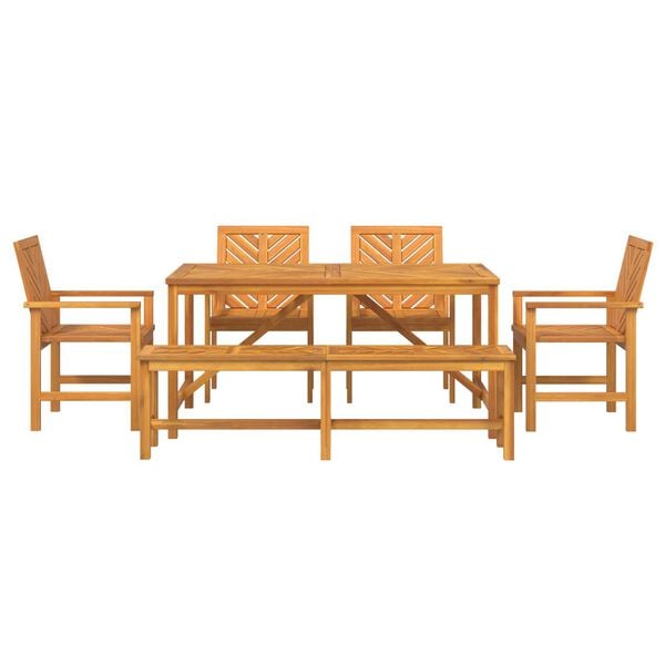 vidaXL Garden Dining Set 6 pcs Brown 150 x 90 x 74 cm