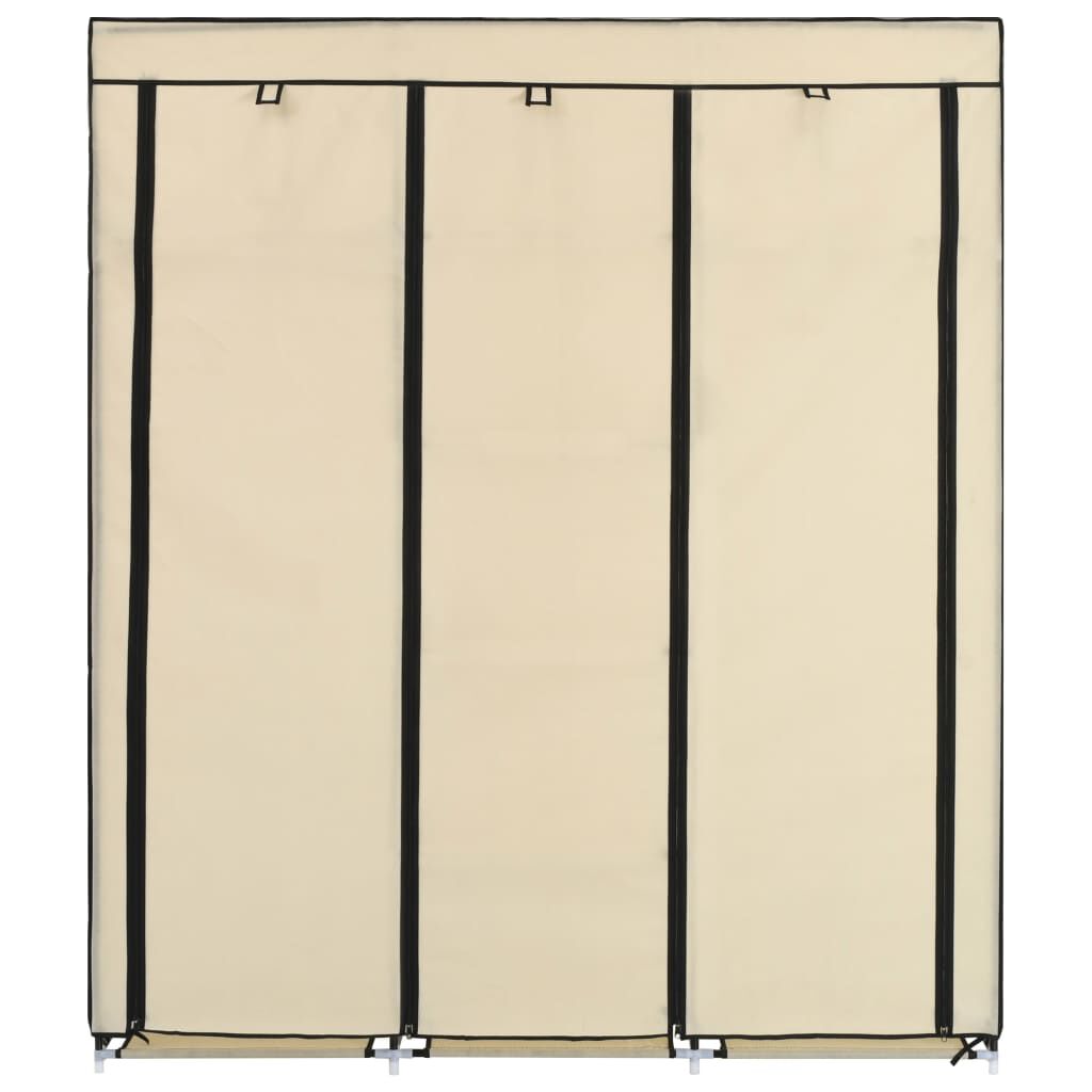 vidaXL Wardrobe with Compartments and Rods Cream 150x45x175 cm Fabric