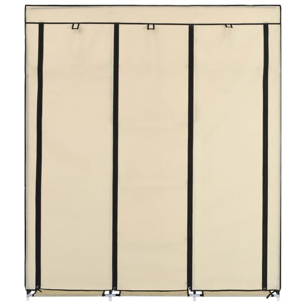 vidaXL Wardrobe with Compartments and Rods Cream 150x45x175 cm Fabric