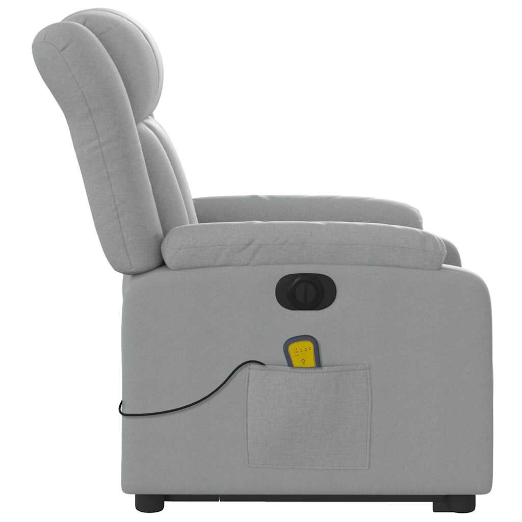 vidaXL Electric Stand up Massage Recliner Chair Light Grey Fabric