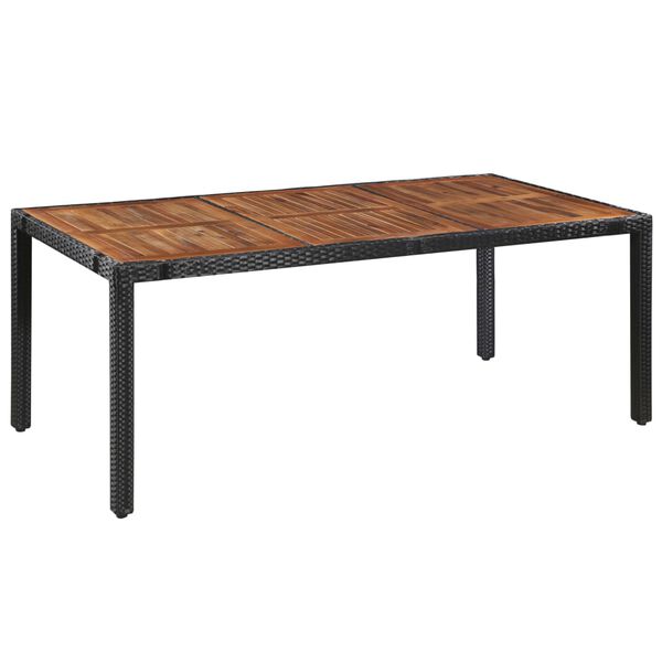 vidaXL 9 Piece Outdoor Dining Set Poly Rattan and Acacia Wood Black