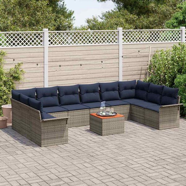 vidaXL Garden Sofa Set 11 pcs Grey Poly rattan