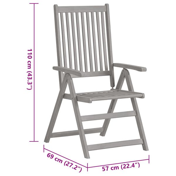 vidaXL Garden Reclining Chairs 2 pcs with Cushions Solid Wood Acacia