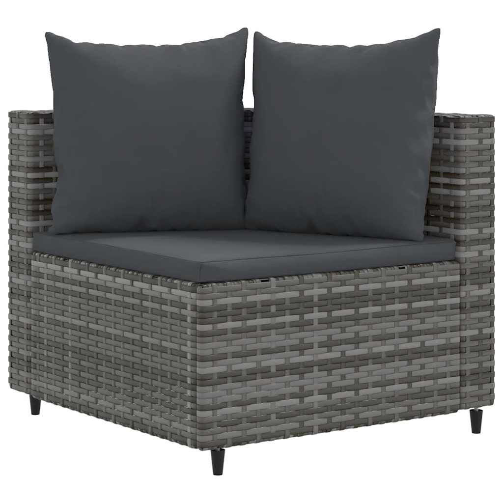 vidaXL 10 Piece Garden Sofa Set with Cushions Grey Poly Rattan