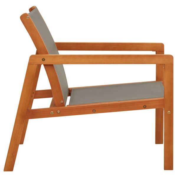 vidaXL Garden Lounge Chair Grey Solid Eucalyptus Wood and Textilene