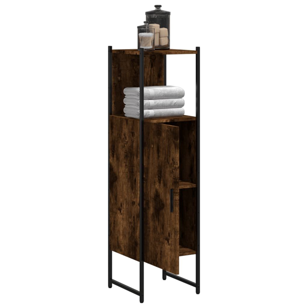 vidaXL Bathroom Cabinet Smoked Oak 33x33x120.5 cm Engineered Wood