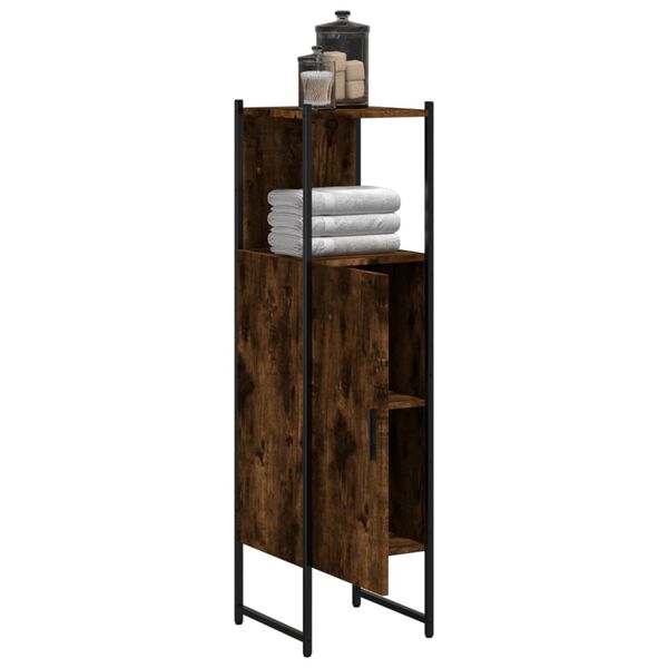 vidaXL Bathroom Cabinet Smoked Oak 33x33x120.5 cm Engineered Wood