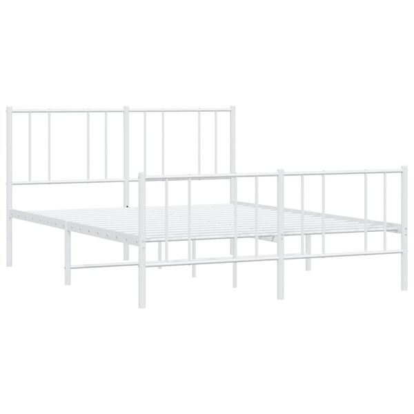 vidaXL Metal Bed Frame without Mattress with Footboard White 150x200cm