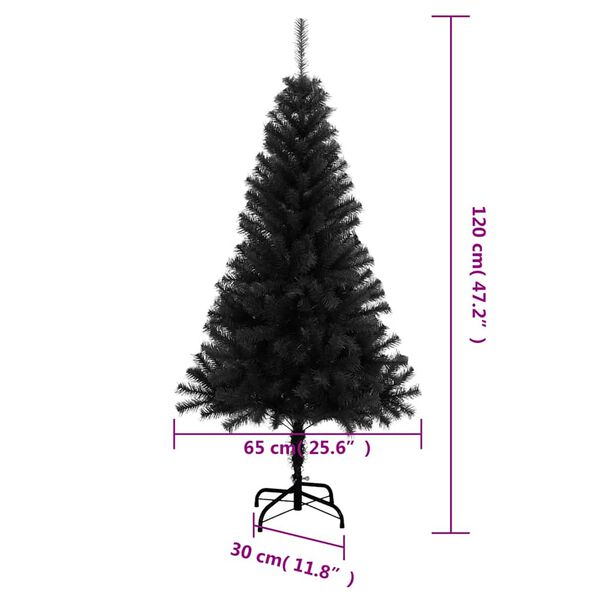 vidaXL Artificial Christmas Tree with Stand Black 120 cm PVC